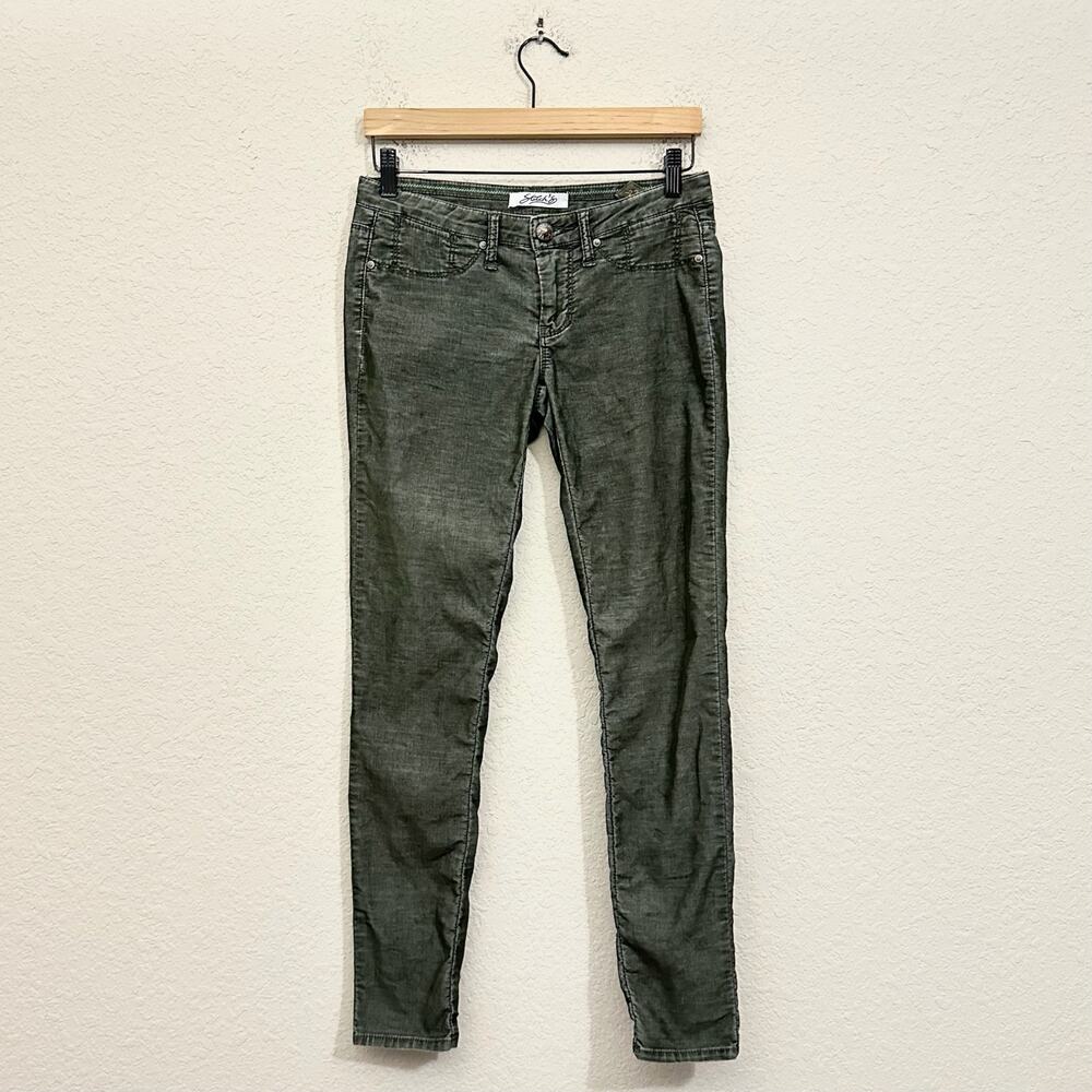 STITCH'S Lynx Pants Gray Green Corduroy Skinny Leg Ankle LR Retro
